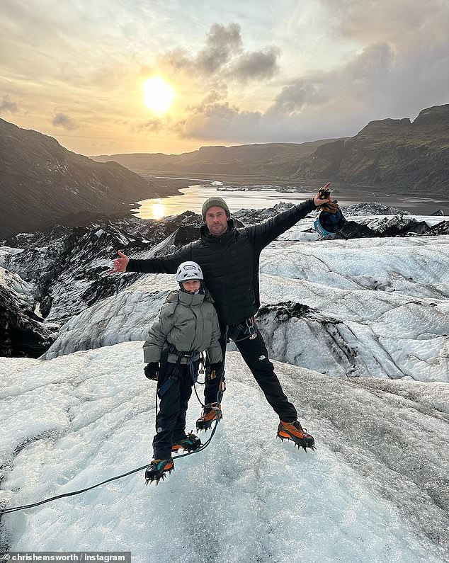 Meanwhile, Chris took their daughter India, 11, on a father-daughter trip to Iceland