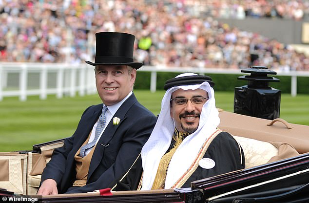 Prince Andrew, Duke of York and the Crown Prince of Bahrain at Ascot Racecourse in 2010