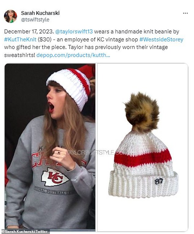 “Taylor has worn their vintage sweatshirts before!”  concluded the post, followed by a link to the designer's Depop page – a social e-commerce company