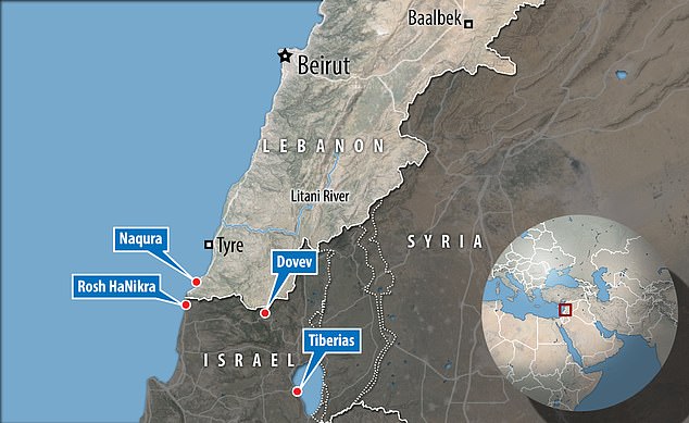 A map showing Lebanon's Litani River, where non-governmental forces were ordered to be pushed back in a 2006 UN resolution