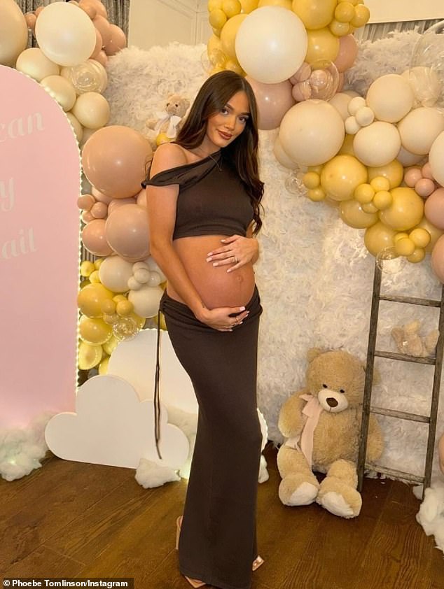 Phoebe looked fantastic as she attended her teddy bear-themed baby shower with her football boyfriend Jack and her family in November
