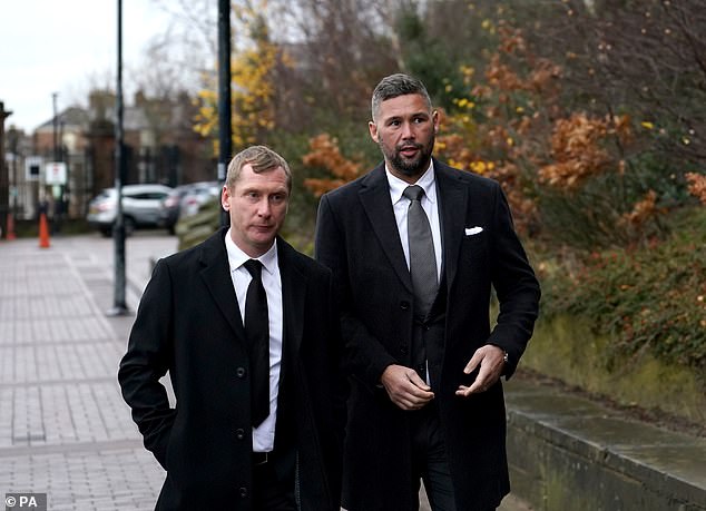 Tony Hibbert (left) and Tony Bellew (right) were seen outside the cathedral