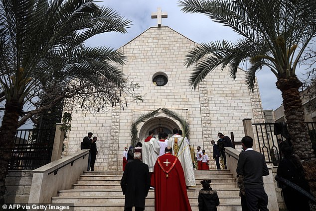 The Church of the Holy Family (pictured in 2021) has been a refuge for hundreds of Christians since war broke out on October 7 following Hamas's deadly attack on Israelis