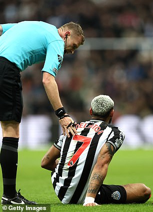 Joelinton suffered a hamstring injury on Saturday