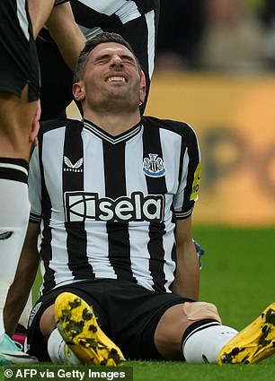 Fabian Schar also went down injured against Fulham