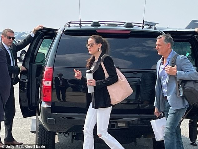 Ashley Biden and her husband Howard Kerin live in Philadelphia – they are seen above traveling with Ashley's parents on Father's Day