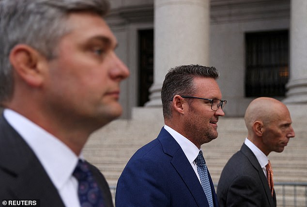 On Monday, the 41-year-old was sentenced to more than a year by U.S. District Judge Edgardo Ramos in Manhattan.  He is pictured outside the Thurgood Marshall U.S. Courthouse in September 2022