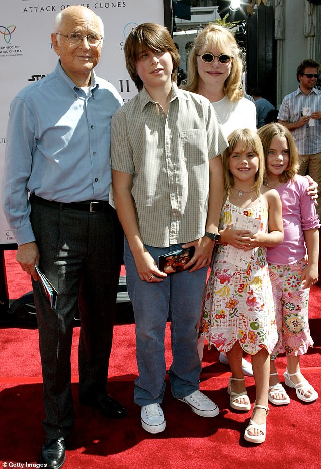 Loved: Lear (L) and his family seen above at the 2002 charity premiere of Star Wars: Episode II Attack of the Clones