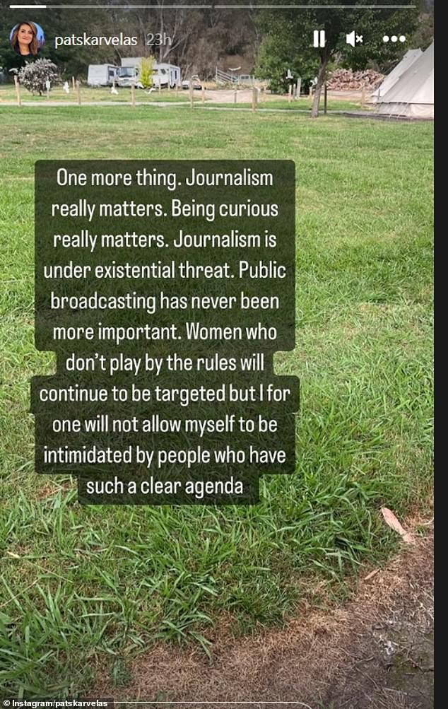 Karvelas took to Instagram to take some potshots at News Corporation, which she accused of attacking her for being a woman who 'doesn't play by the rules'