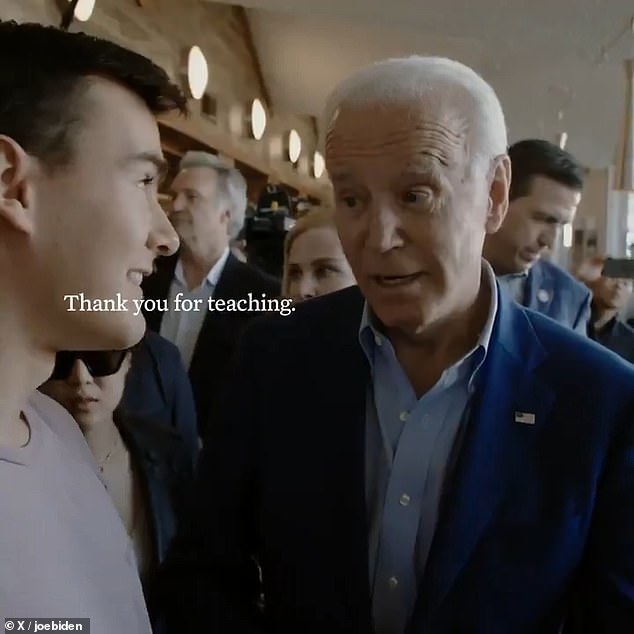 Cardin expressed confusion Monday that the employee — who appeared in a 2020 campaign video with Joe Biden (seen here) — had somehow booked the room, but reiterated that he was no longer with the office. is a senator.