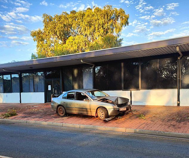 Locals say little has changed in Alice Springs since Anthony Albanese visited in January and promised they would take action 'as soon as possible' (Photo: A crashed car left the CBD earlier this month)