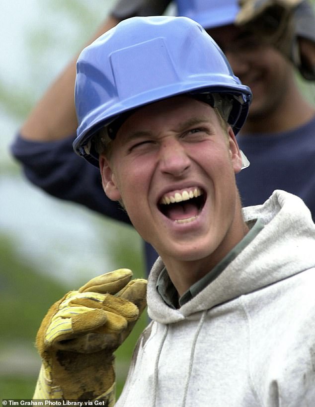 Prince William shares a joke with one of his fellow venturers during his Raleigh International Expedition in southern Chile in 2000