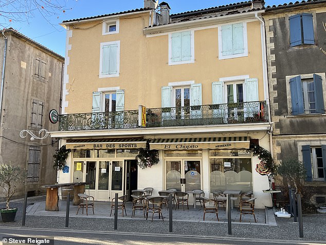 The cafe in Chalabre, France, where the owner claims to have seen British teenager Alex Batty with his mother Melanie and grandfather