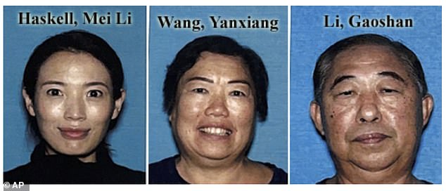 Friends of Mei said Haskell did not get along well with mother Yanking Wang (center) and father Gaoshan Li (right), who moved to Los Angeles to care for the couple's three children.