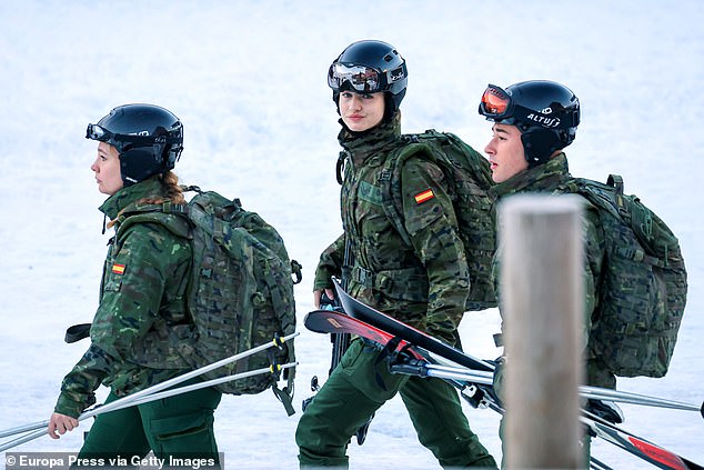 The future queen was depicted in a zip-up camouflage jacket with the Spanish flag sewn onto the arm