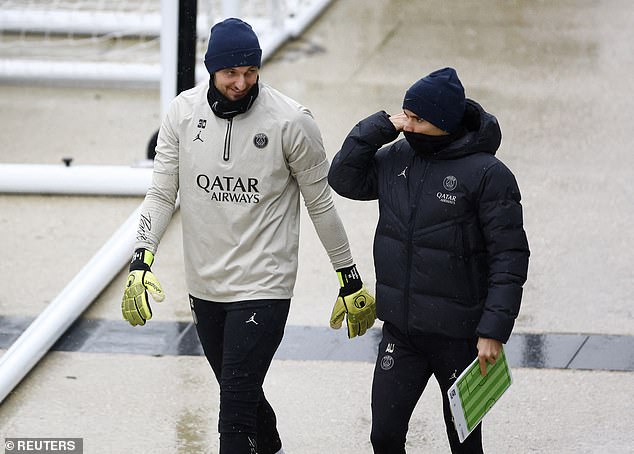 Letellier (left) is PSG's third-choice goalkeeper, behind Donnarumma and Navas