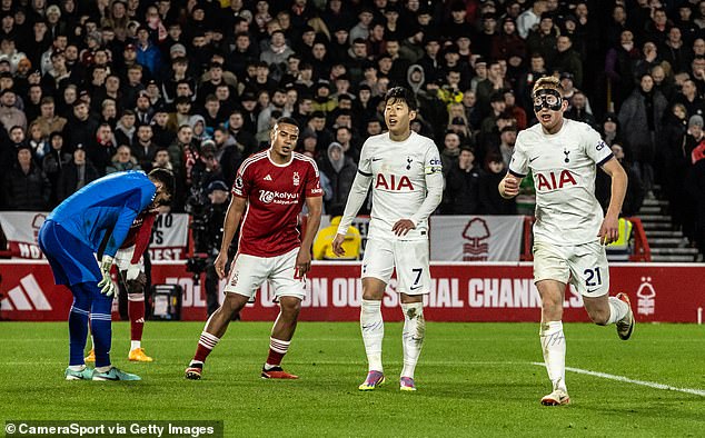 Forest were undone at home by Tottenham after costly mistakes by goalkeeper Matt Turner (left)