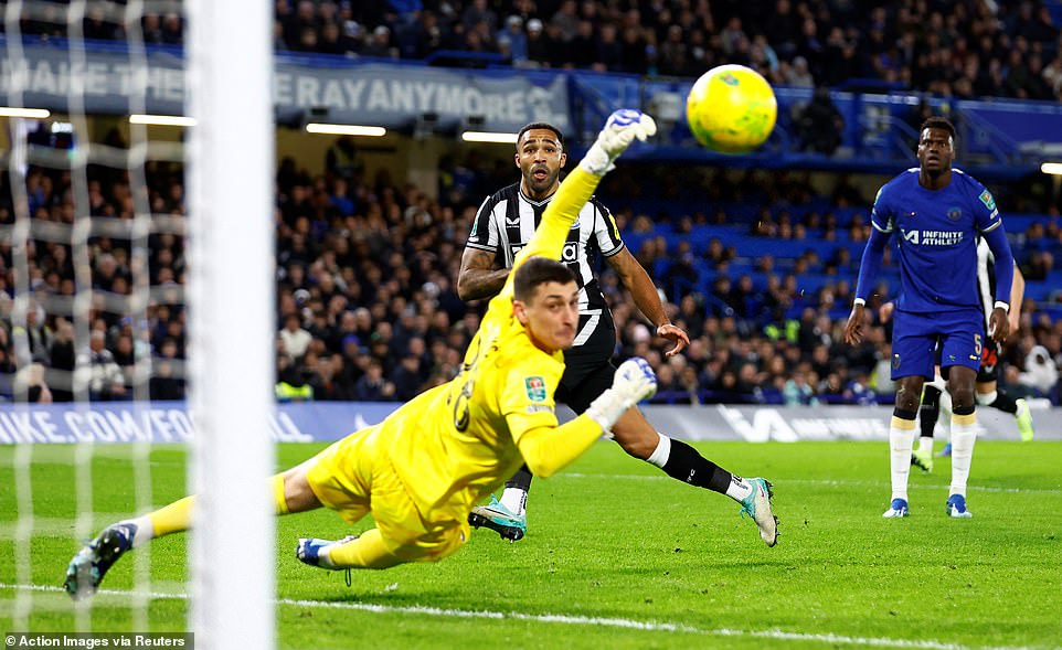 Wilson showed impressive composure to put Newcastle ahead in the 16th minute of the Carabao Cup match