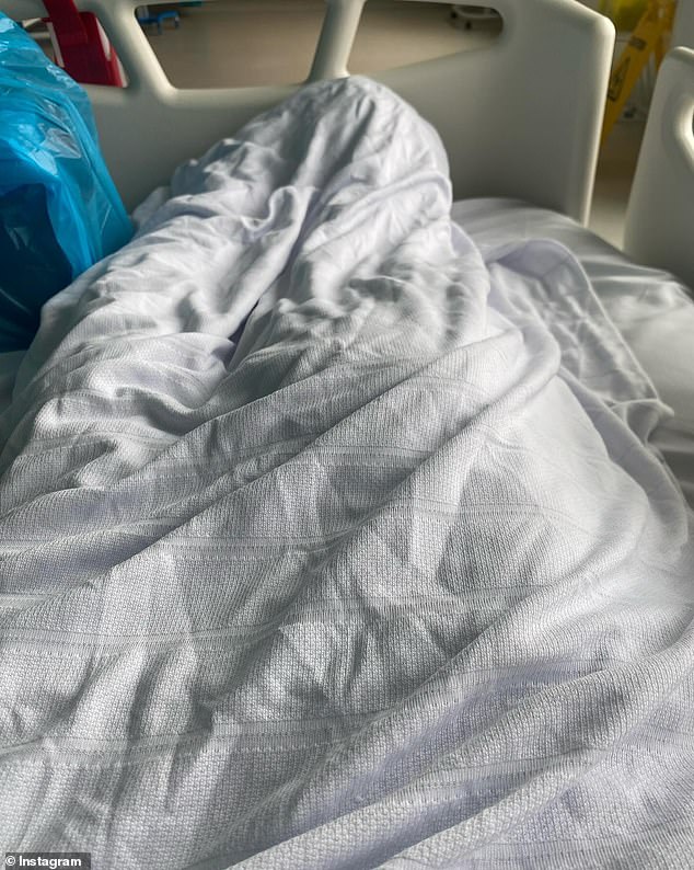 The TV personality, 50, told her fans about her health on Tuesday.  The former competitive swimmer posted a photo of her leg covered in blankets, taken from a hospital bed