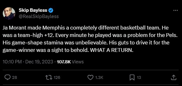 1703052113 425 Skip Bayless says Ja Morant makes the Grizzlies a completely