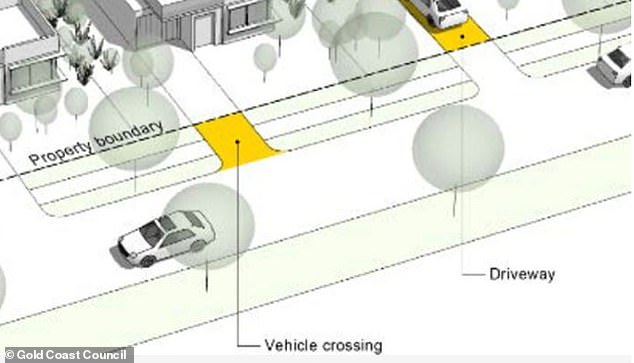 The council's website explains that a resident's driveway ends at the boundary line, the remainder of the driveway is considered a 'vehicle crossing' (above), which is owned by the council