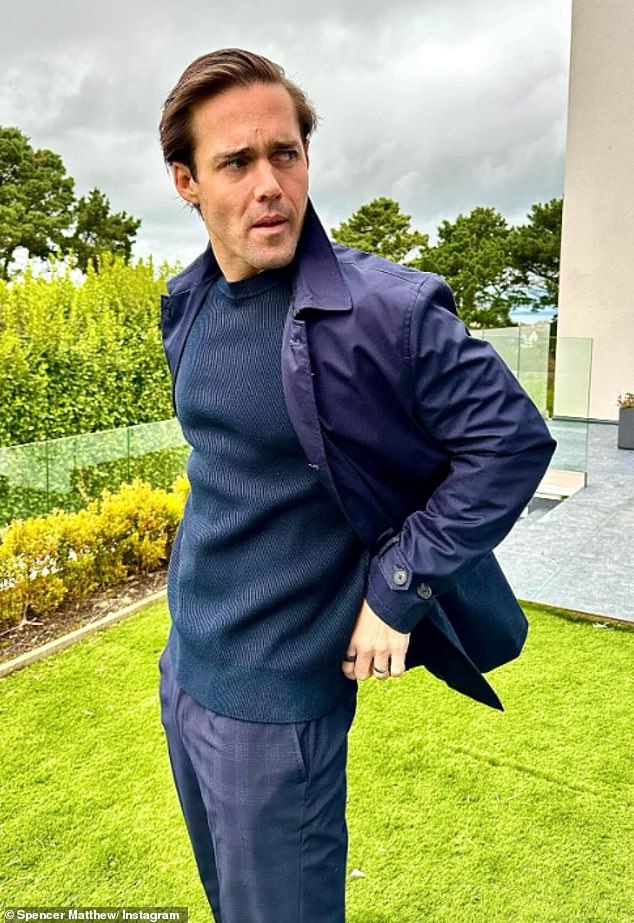 The Made In Chelsea star, 35, looked dapper in a navy blue outfit from M&S, but his followers couldn't help but be distracted by his appearance