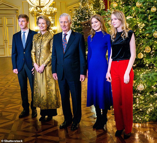 Mathilde, Philippe and their children were all smiles as they gathered for sweet family snaps