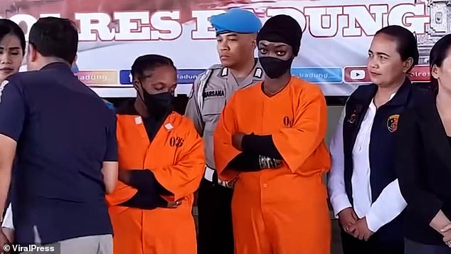 The women, identified by local media as Andrea CW, 37, from London, UK, were paraded in orange prison uniforms