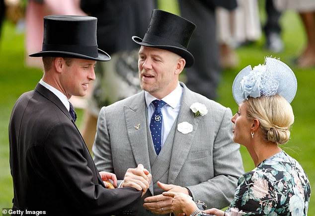 Mike and Prince William appear to be about to arm-wrestle at Ascot, 2019