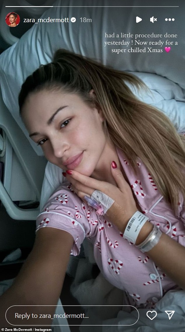 It comes after the Love Island star, 27, revealed she was admitted to hospital on Tuesday for a mystery procedure