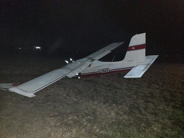 One of the small planes crashed into a grassy area after missing the strip 'by about 100 metres'