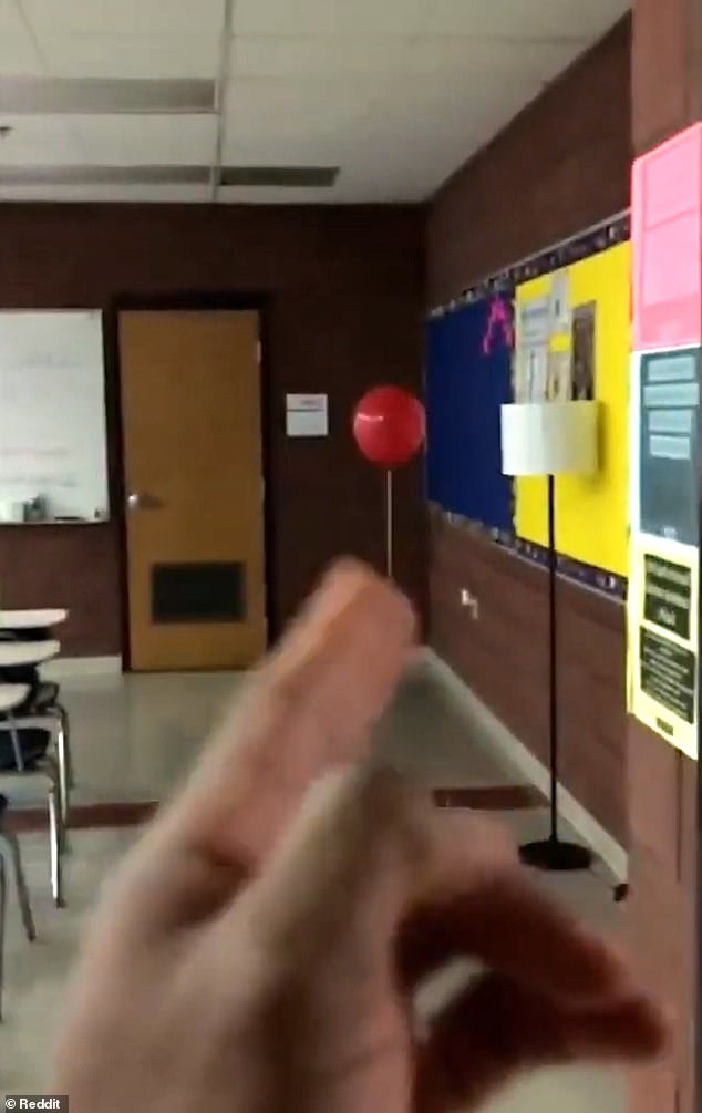 The janitor begins to focus on the lonely red balloon, saying that the inanimate object is 'freaking him out'