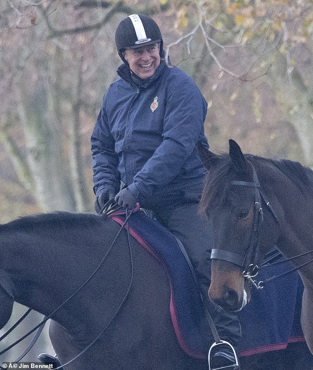 Prince Andrew was spotted riding his horse around the grounds of Windsor Castle earlier this month