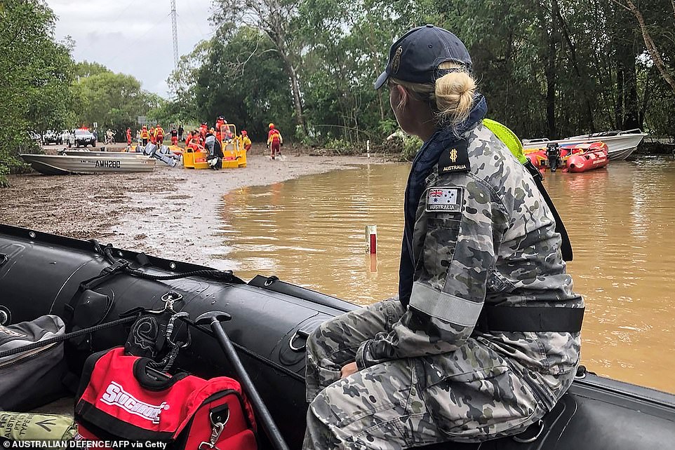 Emergency services have carried out more than 370 rapid water rescues and received more than 1,000 calls for help since the flooding began last week (photo, evacuation on Monday)