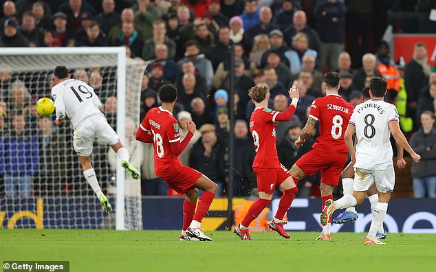 Szoboszlai scored his third goal of the season in all competitions for Liverpool on Wednesday