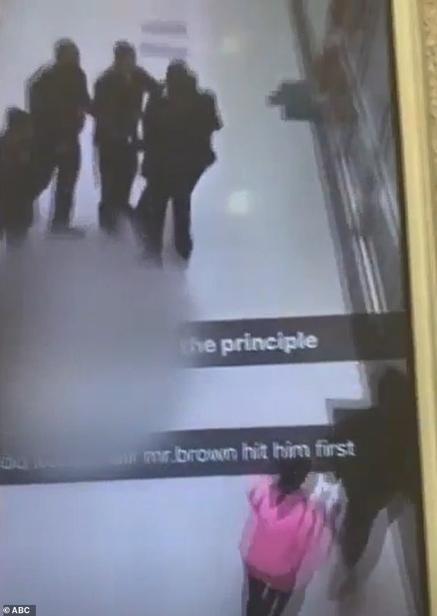 The clip, also filmed in the hallways of Charles Herbert Flowers High, shows Brown throwing punches at a student who minutes earlier allegedly attacked a teacher in a classroom.