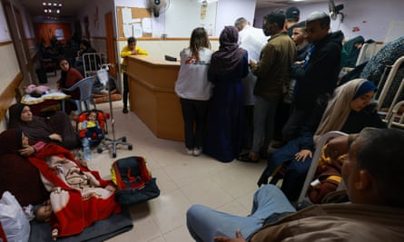 Patients and people seeking shelter at al-Aqsa Hospital on November 29