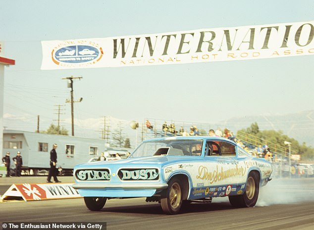 Don Schumacher's Star Dust Barracuda funny car is pictured at the 1969 Winter Nationals