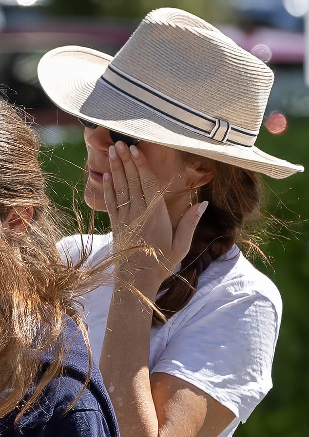 Crown Princess Mary appeared to shed a tear at Queenstown Airport on Thursday as she and her husband said goodbye to friends on the tarmac