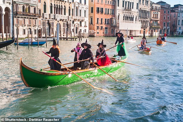 St. Nick aside, La Befana, an ancient witch, is Italy's most popular gift giver.  The photo shows people dressed as witch during a boat race in Venice called the 'Regatta of Befana'