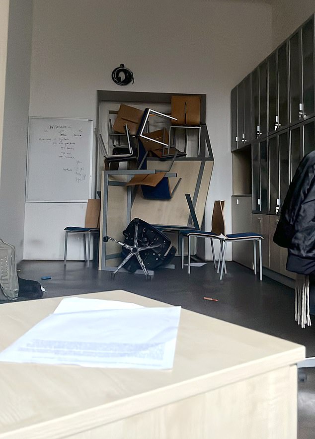 Another student described how students barricaded themselves in classrooms with tables and chairs