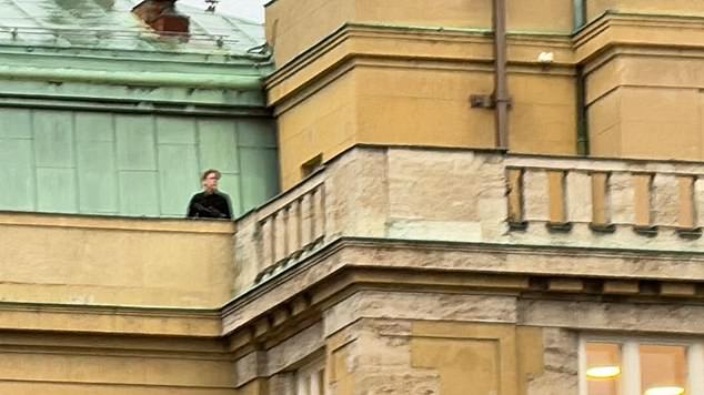 Images circulating online and in Czech media claim to show the gunman on the roof of the university building