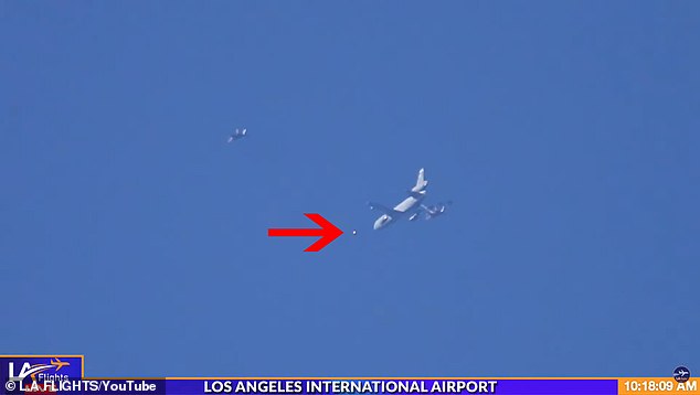 At approximately 10:28 a.m. a white sphere was spotted across the screen, minutes later the object reappeared in the upper right of the camera view while training on the KC-10.