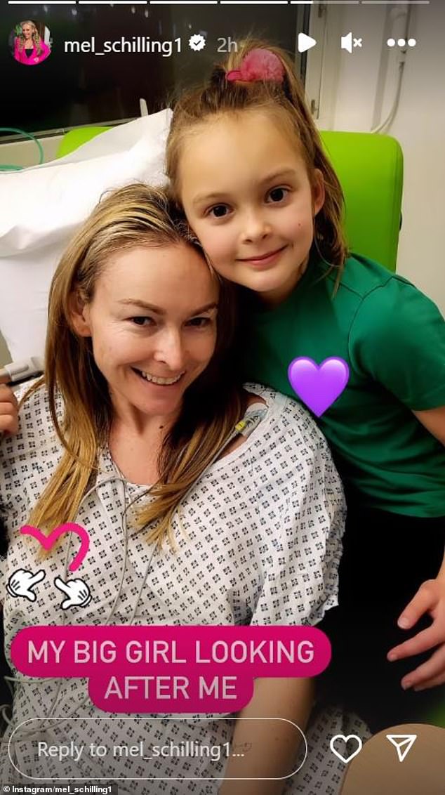 The psychologist and dating coach, 51, stunned fans by revealing her tumor - which she has named 'Terry' - has already been removed by British doctors.  Seen here with daughter Madison, eight