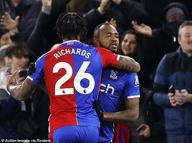 Palace were dreaming of a win when Jordan Ayew (right) headed them into a first-half lead