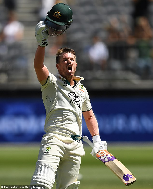 The governing body sacked Johnson after he delivered a stunning strike on David Warner (pictured as he celebrated his century in the first Test against Pakistan)