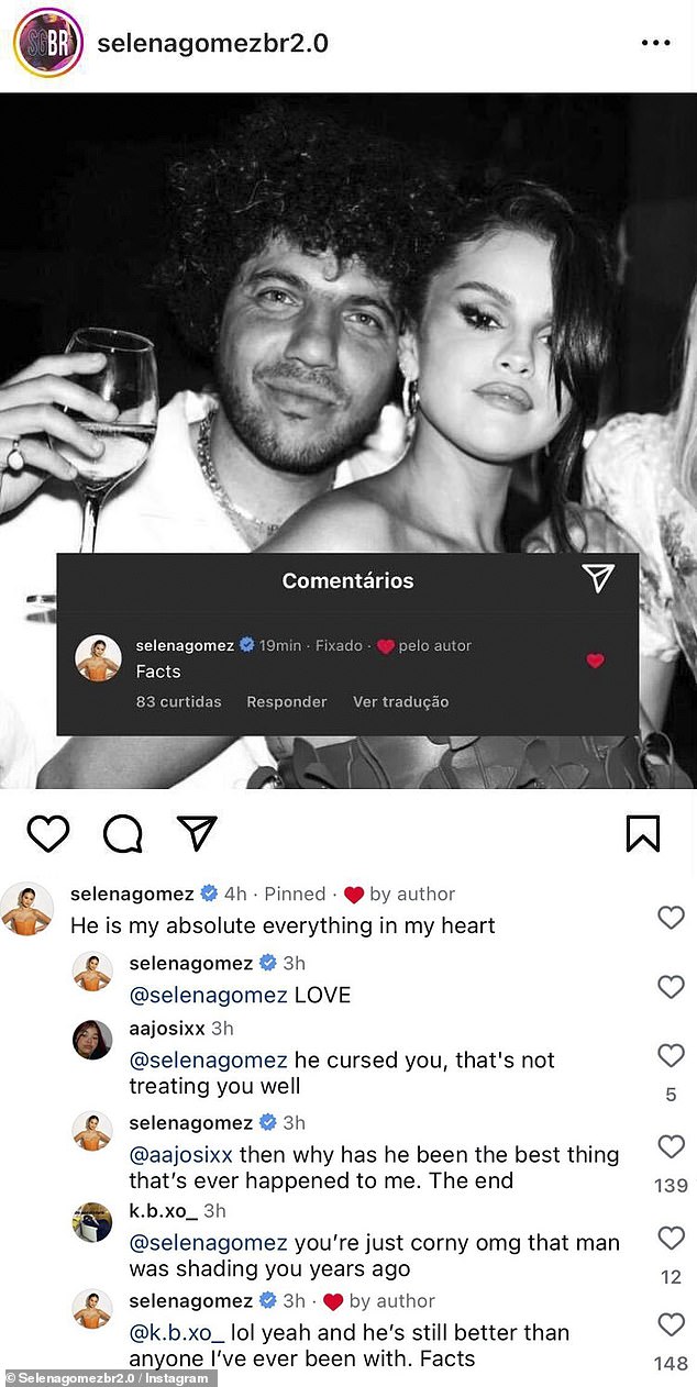 Before the sweet post, the singer had responded to a famous fan account that had shared photos of the couple amid swirling romance rumors