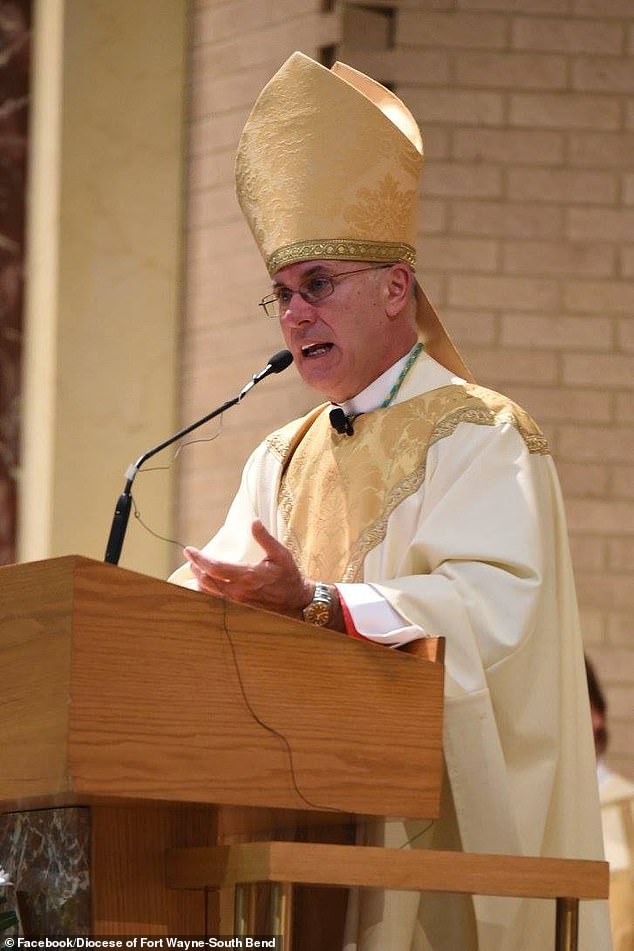 Bishop Kevin Rhoades of Fort Wayne-South Bend, pictured here, strongly condemned the college's move
