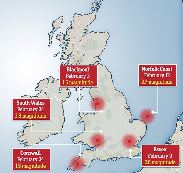 Wales wasn't the only place affected by earthquakes this year, with major tremors hitting parts of the UK from Blackpool to Essex.