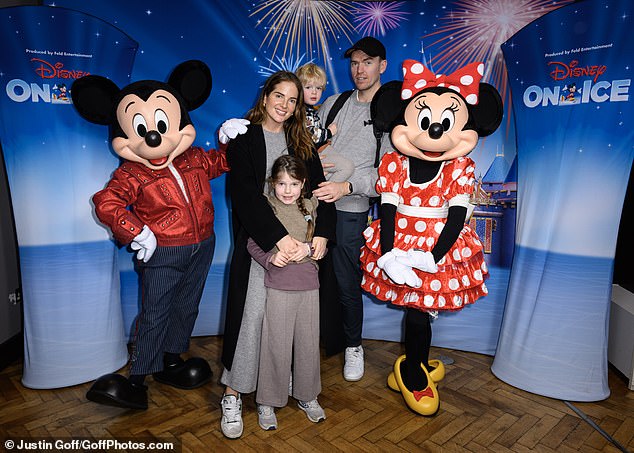 Binky Felstead was among the guests and brought her children India, five, and Wolfie, two, to meet Mickey and Minnie Mouse